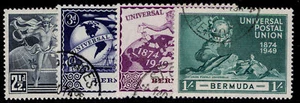 BERMUDA GVI SG130-133, 1949 ANIVERSARIO del conjunto UPU, MUY BIEN USADO. CDS - Imagen 1 de 1