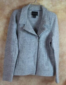 TAHARI GRAUE WOLLMISCHUNG REISSVERSCHLUSS VORNE JACKE GR. L NEU OHNE ETIKETT SF01 - Bild 1 von 3