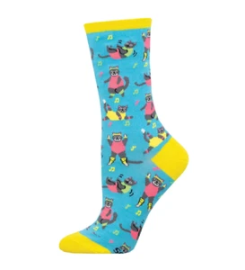 Calcetines Mujer Azul Gráfico Algodón Crew Calcetines Ejercicio Gatos Diseño Reino Unido 3-8 - Imagen 1 de 1
