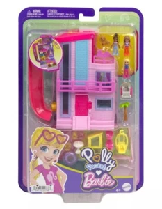 Barbie Polly Pocket Dreamhouse Compact Dollhouse Playset 3 Doll & 11 Accessorie - Picture 1 of 5