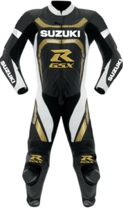 SUZUKI GSXR MENS BLACK MOTORCYCLE BIKER 1 PIECE MOTORBIKE RACING LEATHER SUIT - Picture 1 of 5