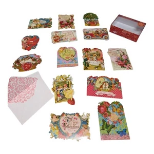 Punch Studio Valentine mini cards Victorian 14 cards - 10 envelopes with org box - Picture 1 of 10