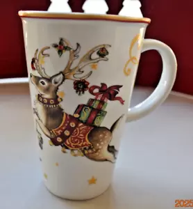 Williams Sonoma Retired Twas the Night Before Christmas Reindeer Latte Mug 2013 - Picture 1 of 7
