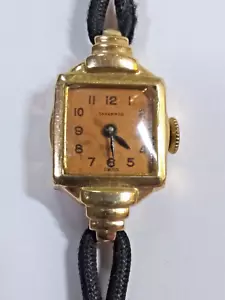Vintage Tavannes 14K - 15K Rose Y Gold Handaufzug Damenuhr - neues extra Band - Bild 1 von 24