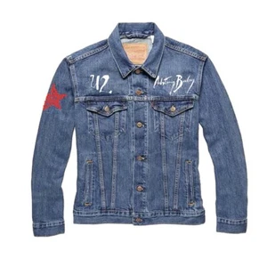 Levi’s Premium U2 Achtung Baby Vintage Fit Denim Trucker Jacket Blue S - Picture 1 of 10