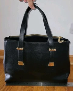 Ted Baker of London Shoulder Satchel Handbag Purse Bag Black Leather $295 - Picture 1 of 17