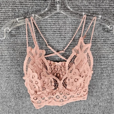 Free People One Adella Bralette Sz Smal l Long Line Bra Lace Mauve Boho Festival - Image 1 of 4