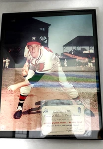 Quadro incorniciato Warren Spahn No Hit No Run gioco aprile 1961 con carta certificata firmata - Foto 1 di 6