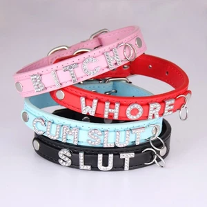 Adjustable PU Leather BDSM Collar Punk Goth Choker Necklace Custom Name Letters - Picture 1 of 13