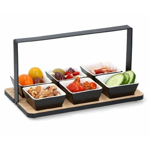 7 Piece Snack Dish Porcelain Ceramic Serving Tray Dip Bowl Appetizer Condiment - Picture 1 of 7