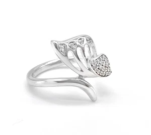 Sterling Silber Blatt Wickelring Größe 7 - elegantes offenes Design - Bild 1 von 7