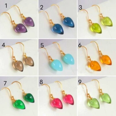 Natürlich Pfirsich Mondstein 925 Silber Ohrring Solid 14k Gelb Gold Füllung - Bild 1 von 4