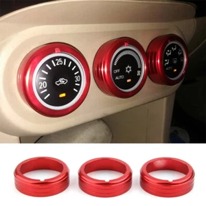 For Mitsubishi Lancer EVO 07-17 Aluminum Red Middle Console Ac Knob Trim Cover - Picture 1 of 10