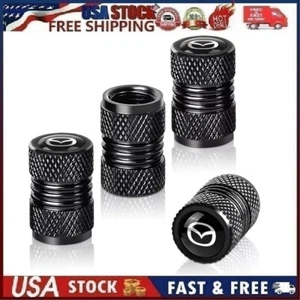 4PCS Metal Car Tire Valve Caps Valve Stem Cover Compatible with Mazda Black 4 - Picture 1 of 11
