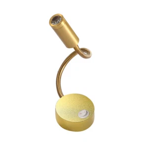 Flexible Pipe 3W LED Wall Reading Light Picture Lamp Fixture On/Off Button Gold - Picture 1 of 11