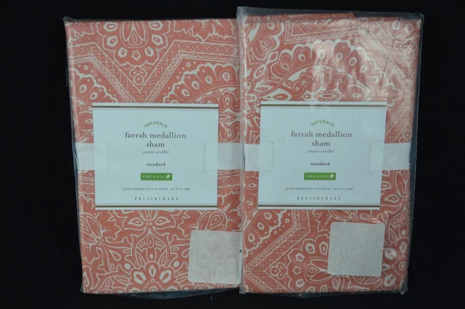 Juego estándar de 2 fundas medallón Pottery Barn Farrah coral #211 Foto 1 de 1