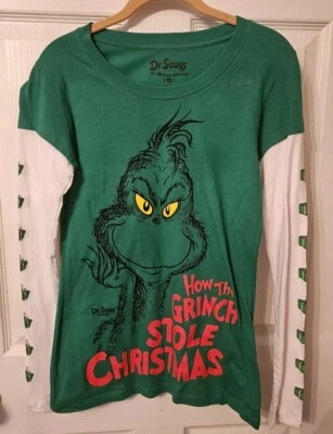 Green Christmas Grinch Medium Shirt Dr. Seuss Girls - Image 1 of 4