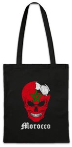 Morocco Football Skull I Stofftasche Einkaufstasche moroccan Soccer Flag World - Picture 1 of 1