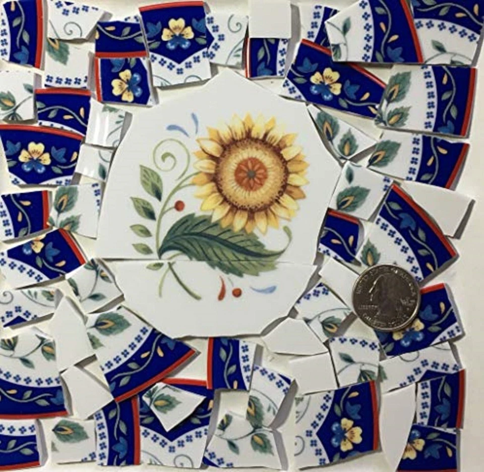 破碎中国马赛克瓷砖艺术和工艺用品-向日葵瓷砖 A938 — 第 1/1 张图片
