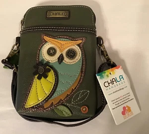 OWLS! CHALA pouch/purse/xbody handbag w/layered OWL on one side, NWT, vegan - Picture 1 of 9