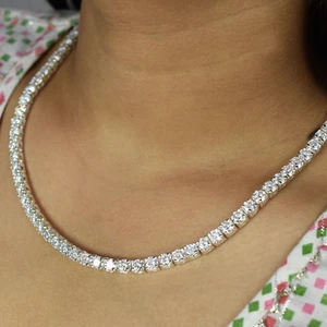 Gorgeous 18 inches White Diamond Tennis Necklace, Excellent Cut & Luster VIDEO - Picture 1 of 17
