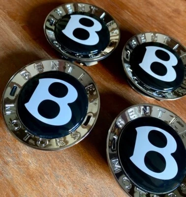 BENTLEY CONTINENTAL GT/GTC AND FLYING SPUR B CHROME WHEEL CENTRE HUB CAP BADGES - Image 1 of 4