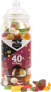 Happy 40th Birthday Sweet Gift Jar Jelly Mix Sweets Medium or Large Mr Beez - Picture 1 of 3