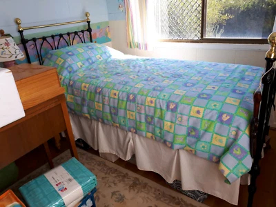 Iron and brass single bed.  Original. - image 1 of 4