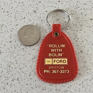 Rollin With Bolin Ford Bristow Oklahoma Red Vintage Keychain Key Ring #47466 - Picture 1 of 2
