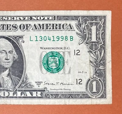 13 April 1998 ( L13041998 B ) Birthday Note $1 One Dollar Bill - Image 1 of 3