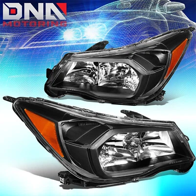 FOR 2014-2016 SUBARU FORESTER BLACK HOUSING AMBER CORNER HEADLIGHT HEADLAMP SET - Image 1 of 4