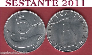 A40 ITALY ITALIA REPUBBLICA ITALIANA 5 LIRE 1998 KM 92 FDC/UNC DA ROTOLINO - Imagen 1 de 1