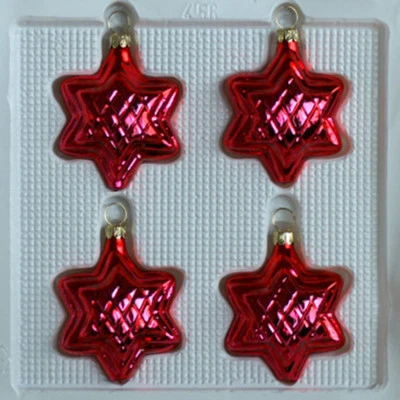 Lauschaer Glas Christbaumschmuck Sterne rot glanz mundgeblasen - Bild 1 von 4