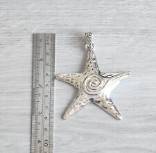 Large starfish Pendant, Silver metal, chunky statement Star Fish Necklace