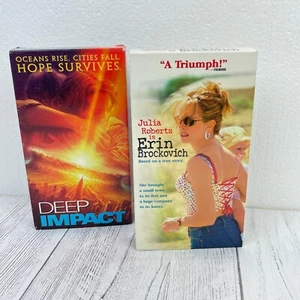 Erin Brockovich + Deep Impact VHS tapes Julia Roberts Elijah Wood Morgan Freeman - Picture 1 of 11