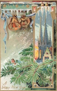 Tuck's New Year Greetings Postcard Series No.600 Embossed A Happy New Year - Picture 1 of 2
