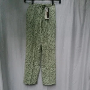 Ladies Vintage Light Green Floral Print Pants, Requirements Petite Brand - Picture 1 of 4
