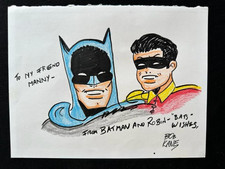 Bob Kane  (Handmade) Mixed media Drawing on old paper signed and stamped