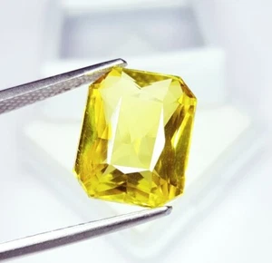 Ceylon Natural Yellow Sapphire 12 Ct Certified Loose Gemstone Octagon Cut O119 - Picture 1 of 12