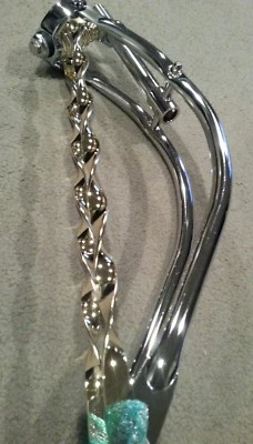 CHROME BENT SPRINGER FORK FOR 20" BICYCLES,GOLD TWISTED BARS & SPRING  - Image 1 of 4