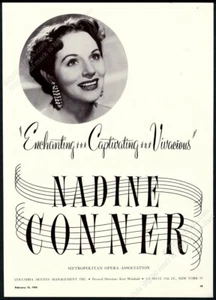 1955 Nadine Conner Foto Oper Liederabend Tour Buchung Handelsdruck Anzeige - Bild 1 von 7