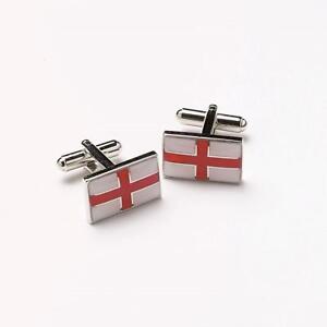 Novelty England Flag St.George Cuff Link Gift Box Polished Stainless Steel GMC66