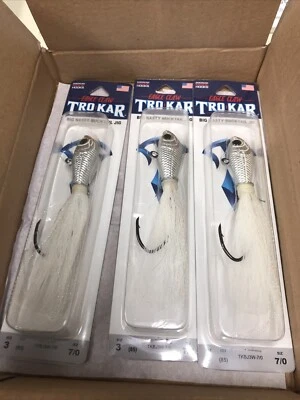 3pc White Trokar 7/0 “Big Nasty Bucktail” Save Limited Supply - Imagem 1 de 4