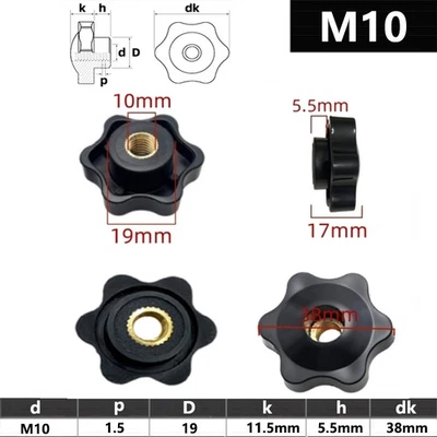 M10 (10mm) 38mm Sterngriff Sternmutter Klemmmutter Sternschraube Flügelmutter - Bild 1 von 2