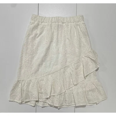 Falda Nanette Lepore Crema Ojales Volantes Algodón Cintura Elástica Mujer Talla M (246) Foto 1 de 4