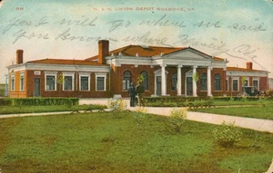 Alte Postkarte 1910 N&W Union Depot Roanoke VA - Bild 1 von 2