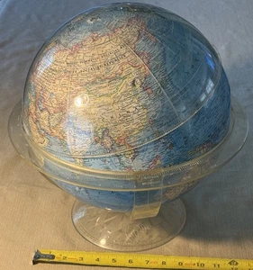 Rare Vintage 1971 National Geographic Globe With Time Ring And Measurement Cap - Picture 1 of 21