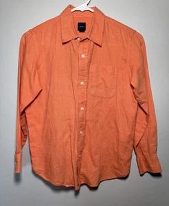 NWT Boys GAP Orange Heat Wave Linen Long Sleeve Button-up Shirt, LARGE (10) - Picture 1 of 4