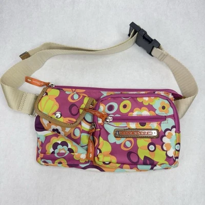 Lily Bloom Waist Bag Fanny Pack Cross Body Flower Pattern Pink Green Blue - Image 1 of 4