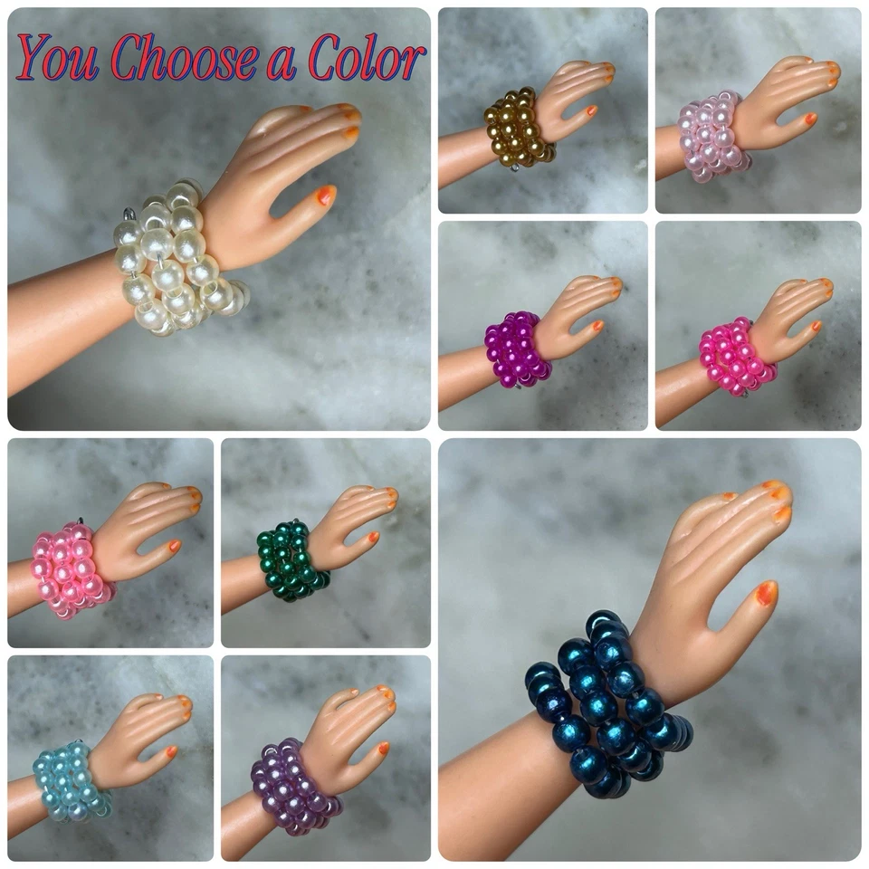 Fashion Doll Jewelry ~You Choose the Color of a Glass Pearl Wrap Bracelet - Image 1 of 1
